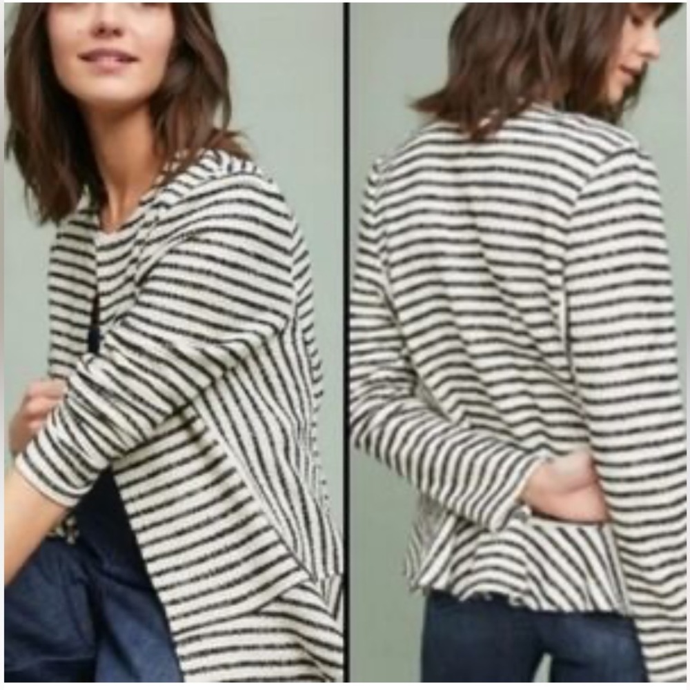 Anthropologie Left Coast Collection Dolan Striped Open Front Peplum Blazer